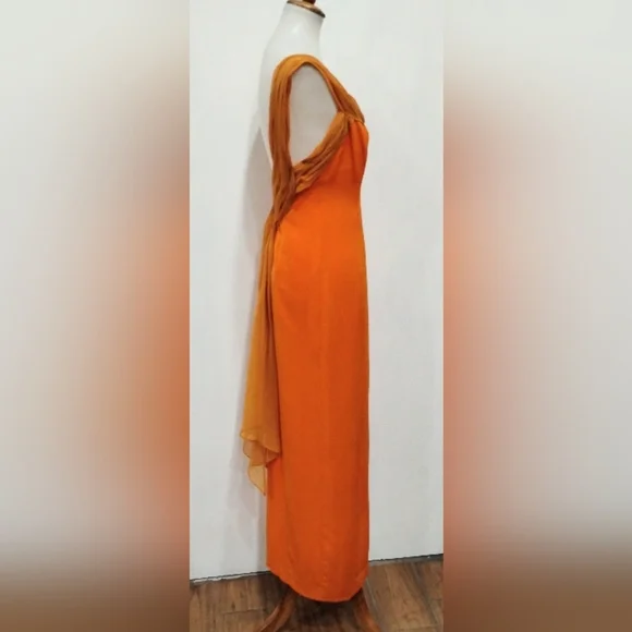 Vintage Orange Maxi Dress - Picture 10 of 15